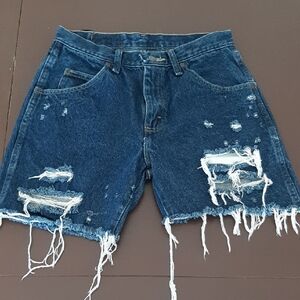Wrangler Distressed Blue Jean Shorts